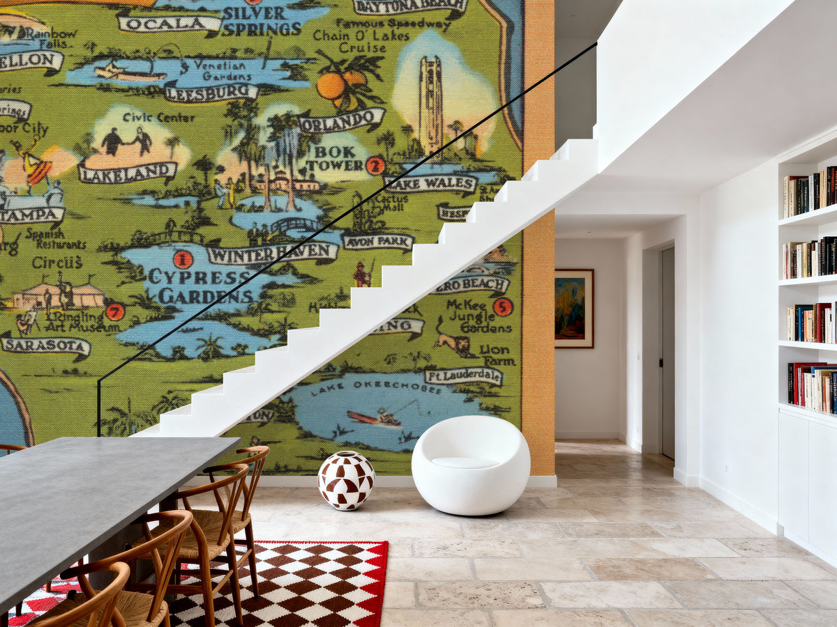 Vintage South Florida Map Mural Wallpaper - room preview 06