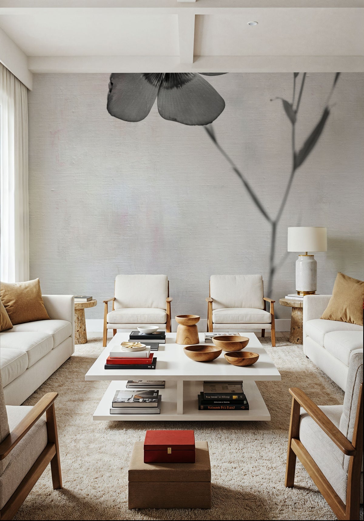 Wonderful Wildflowers XIV Neutral Mural Wallpaper - room preview 06