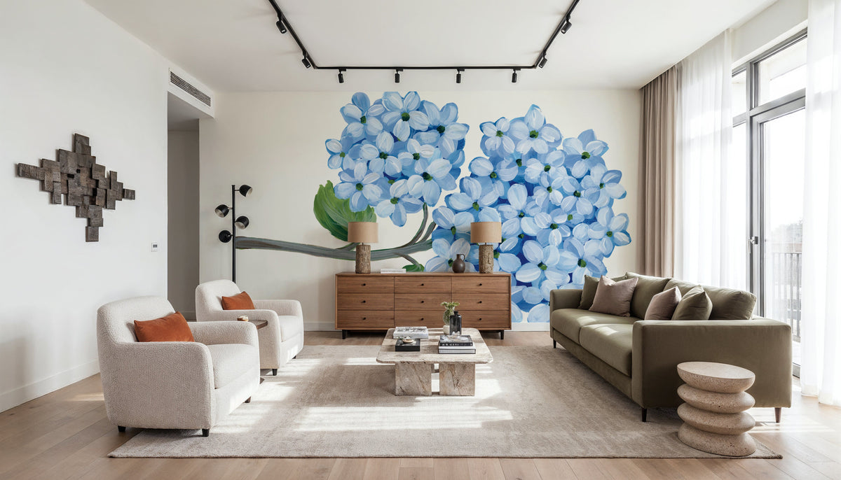 Nantucket Blue Hydrangea II Mural Wallpaper - room preview 06