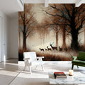 Deer Family in Misty Sepia Mural Wallpaper - room preview 06