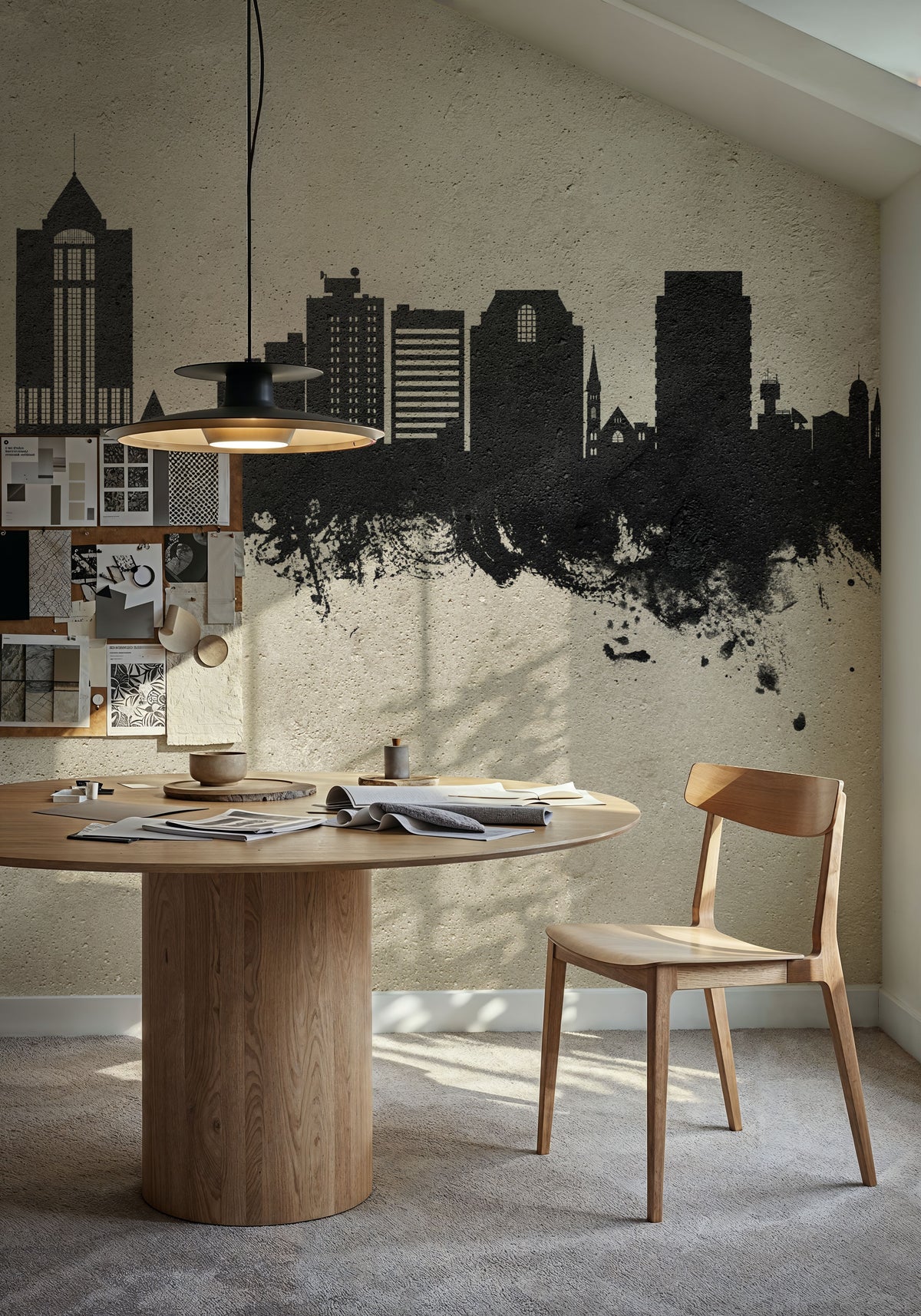 Roanoke Virginia Skyline Concrete Mural Wallpaper - room preview 06