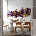 Sydney Australia Skyline Purple & Gold Mural Wallpaper - room preview 06