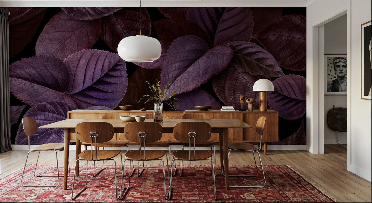 Purple Leaves Mural Wallpaper - room preview 06