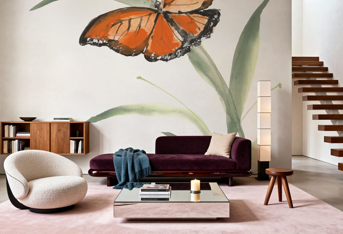 Butterfly Orange I Mural Wallpaper - room preview 06