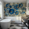 Aquamarine Floral Mural Wallpaper - room preview 06