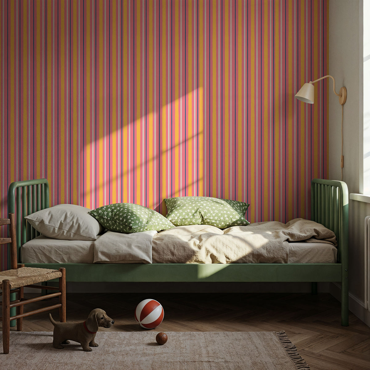 Kala Lines Orange Mural Wallpaper - room preview 06