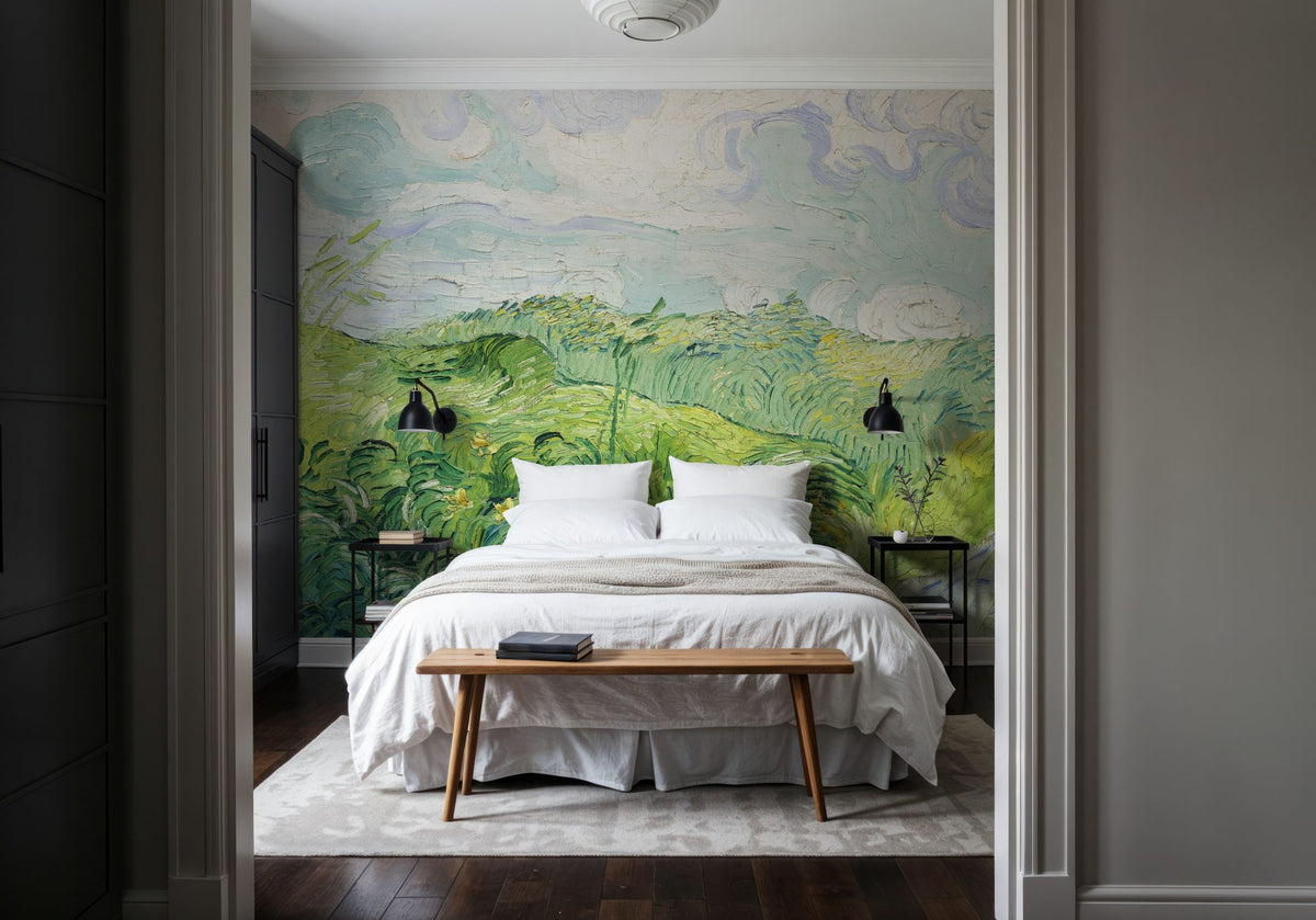 Green Wheat Fields, Auvers Mural Wallpaper - room preview 06