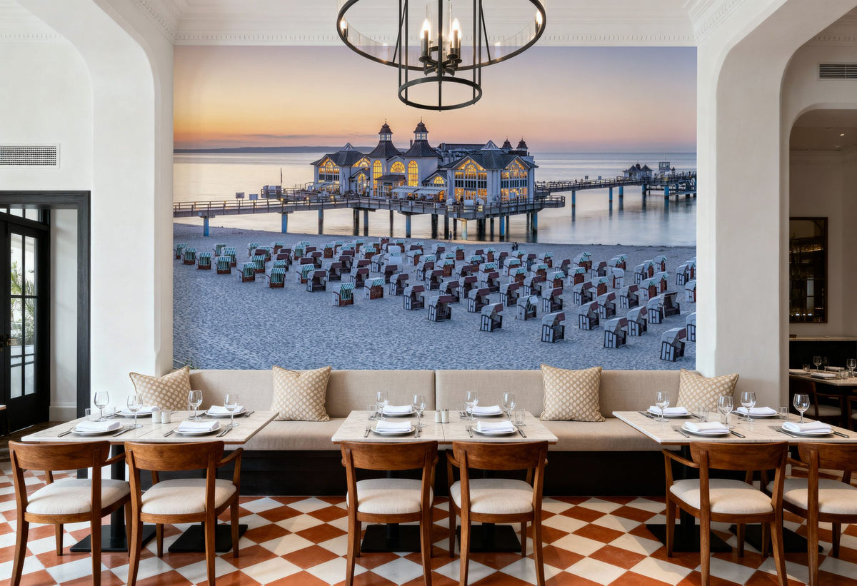 Sellin Pier Sunset Mural Wallpaper - room preview 06