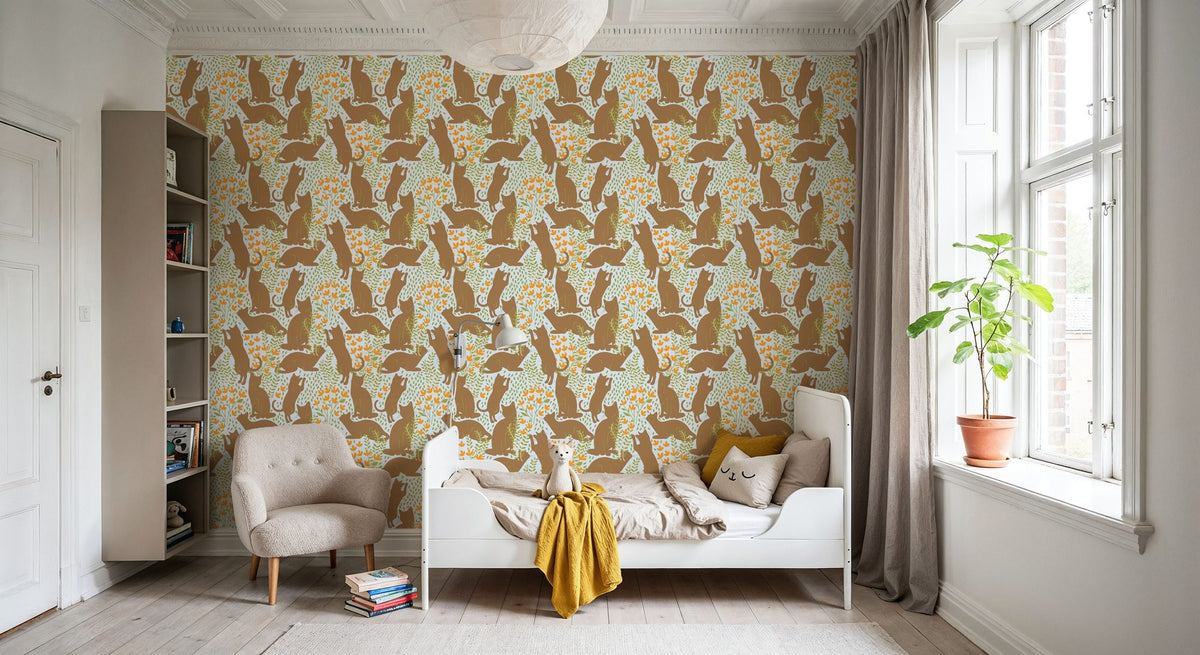 Hunters in the Garden, Sky & Beige Mural Wallpaper - room preview 06