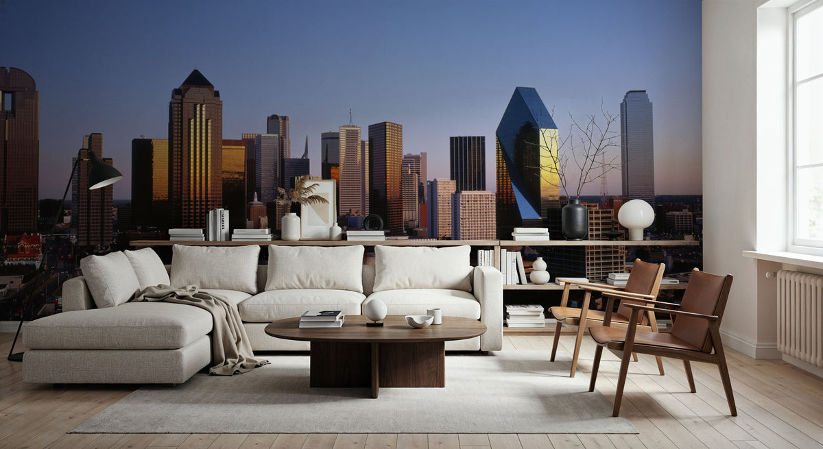 Golden Metropolis Dusk Mural Wallpaper - room preview 06