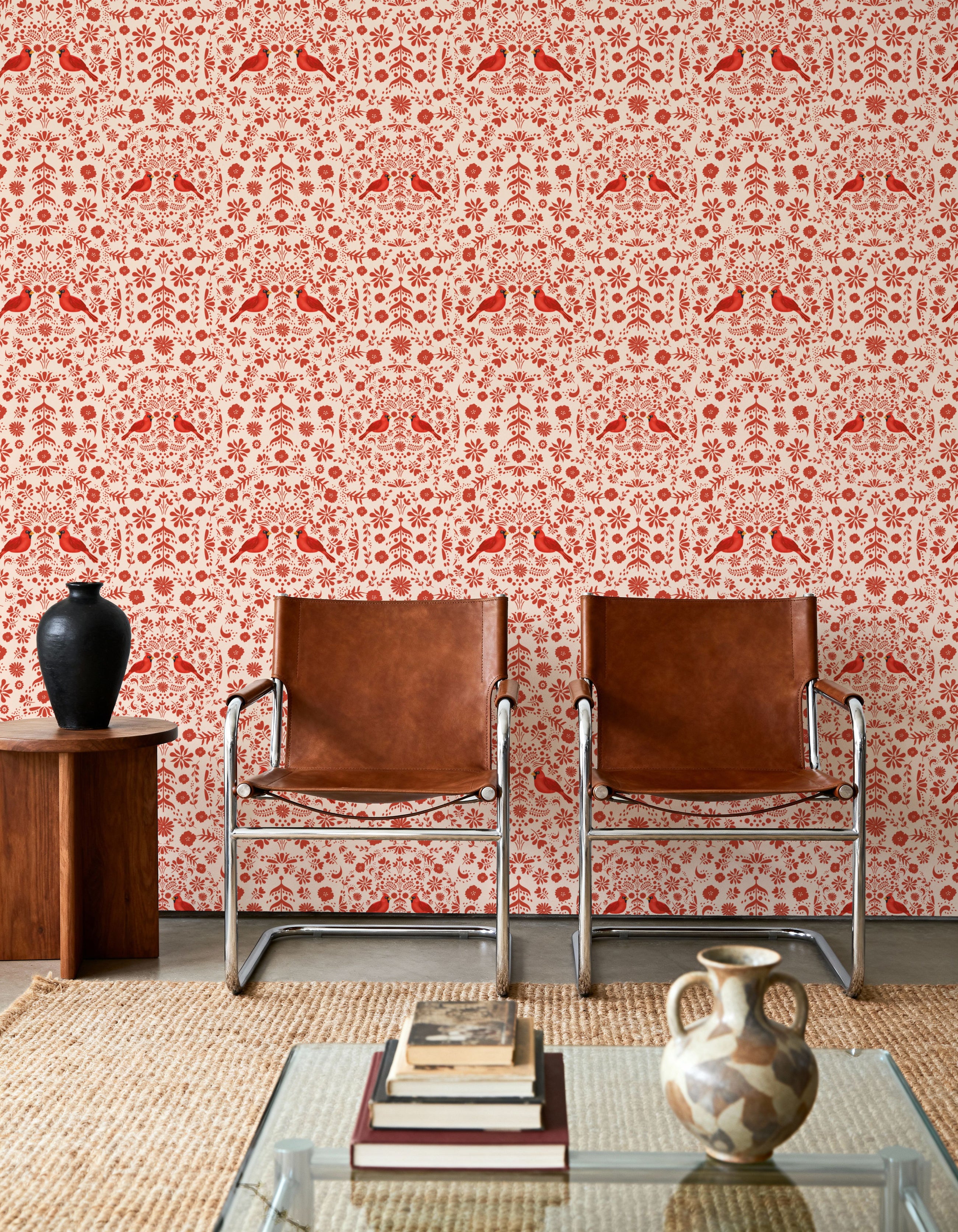Cardinal Christmas, Red Mural Wallpaper