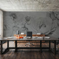 Transcendent Peony, Graphite Mural Wallpaper - room preview 06
