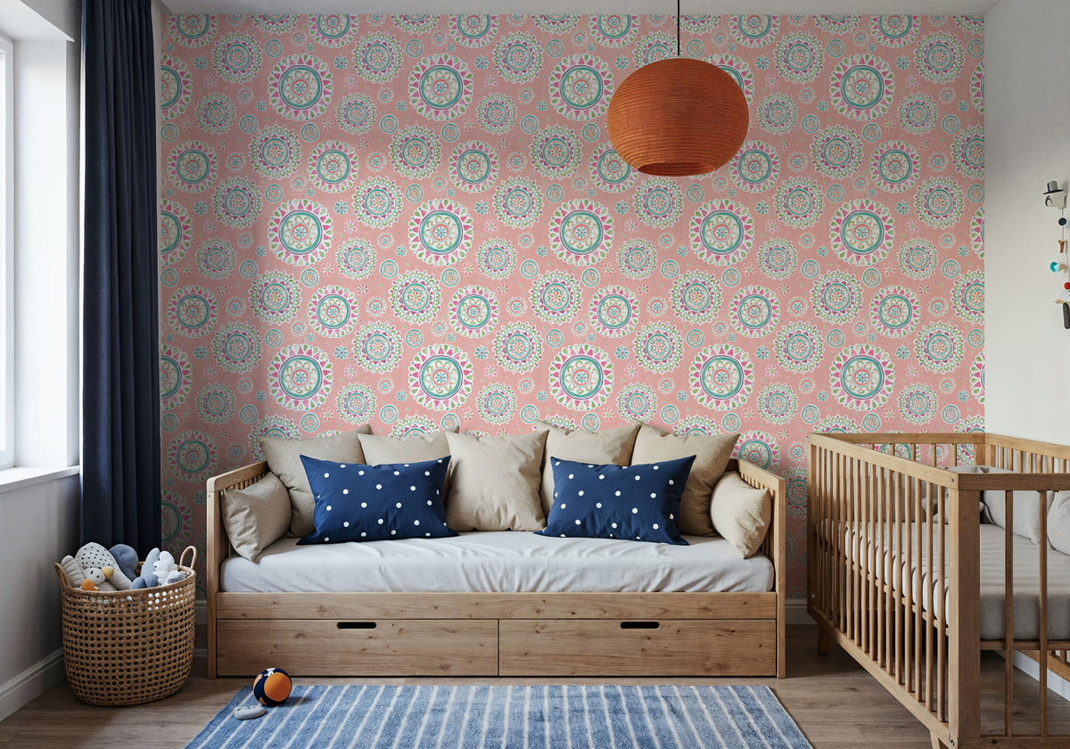 Seeing Cacti Coral Mural Wallpaper - room preview 06