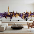 Salisbury England Skyline Purpl & Gold Mural Wallpaper - room preview 06