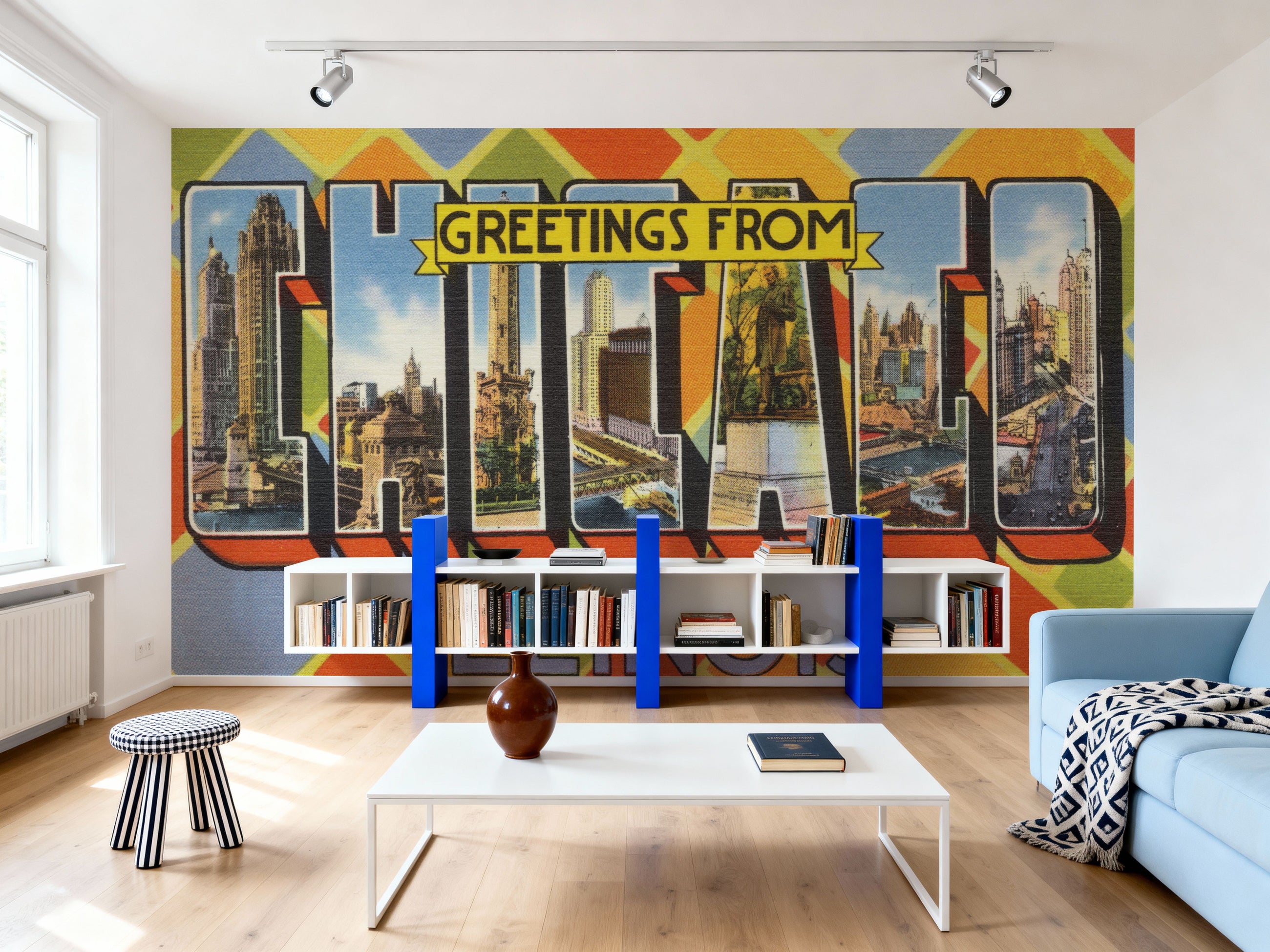 Greetings From Chicago Mural Wallpaper