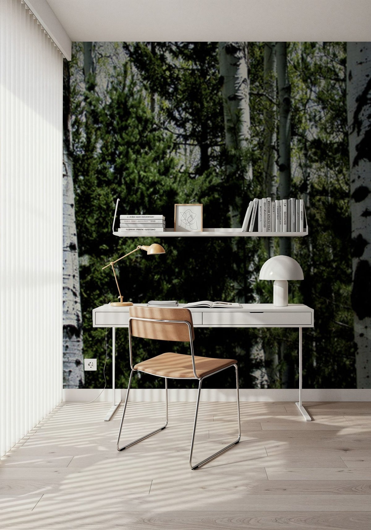 Luminous Birch Mural Wallpaper - room preview 06