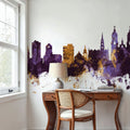 St Gallen Switzerland Skyline Purple & Gold Mural Wallpaper - room preview 06