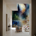 Watercolor Forest in Moonlight Mural Wallpaper - room preview 06