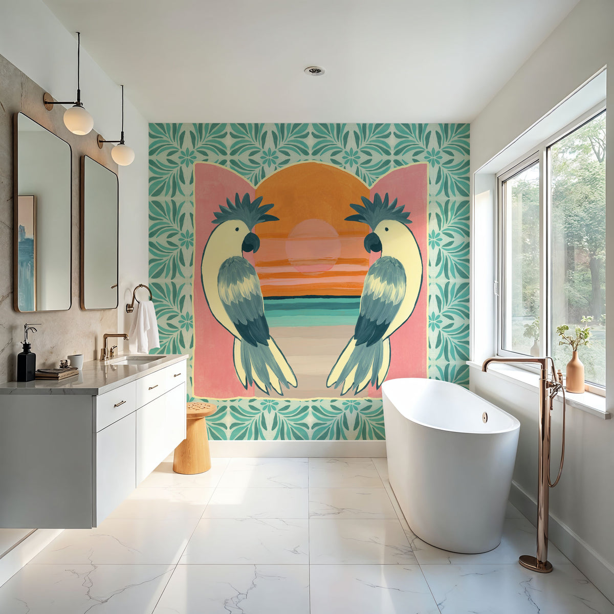 Tropical Birds II Mural Wallpaper - room preview 06