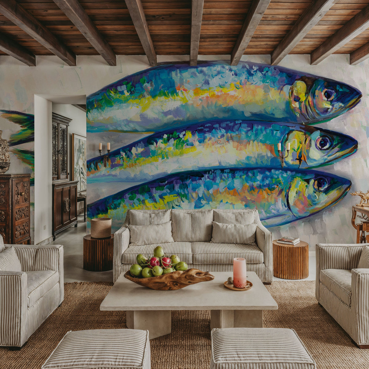 Fish Trio Mural Wallpaper - room preview 06