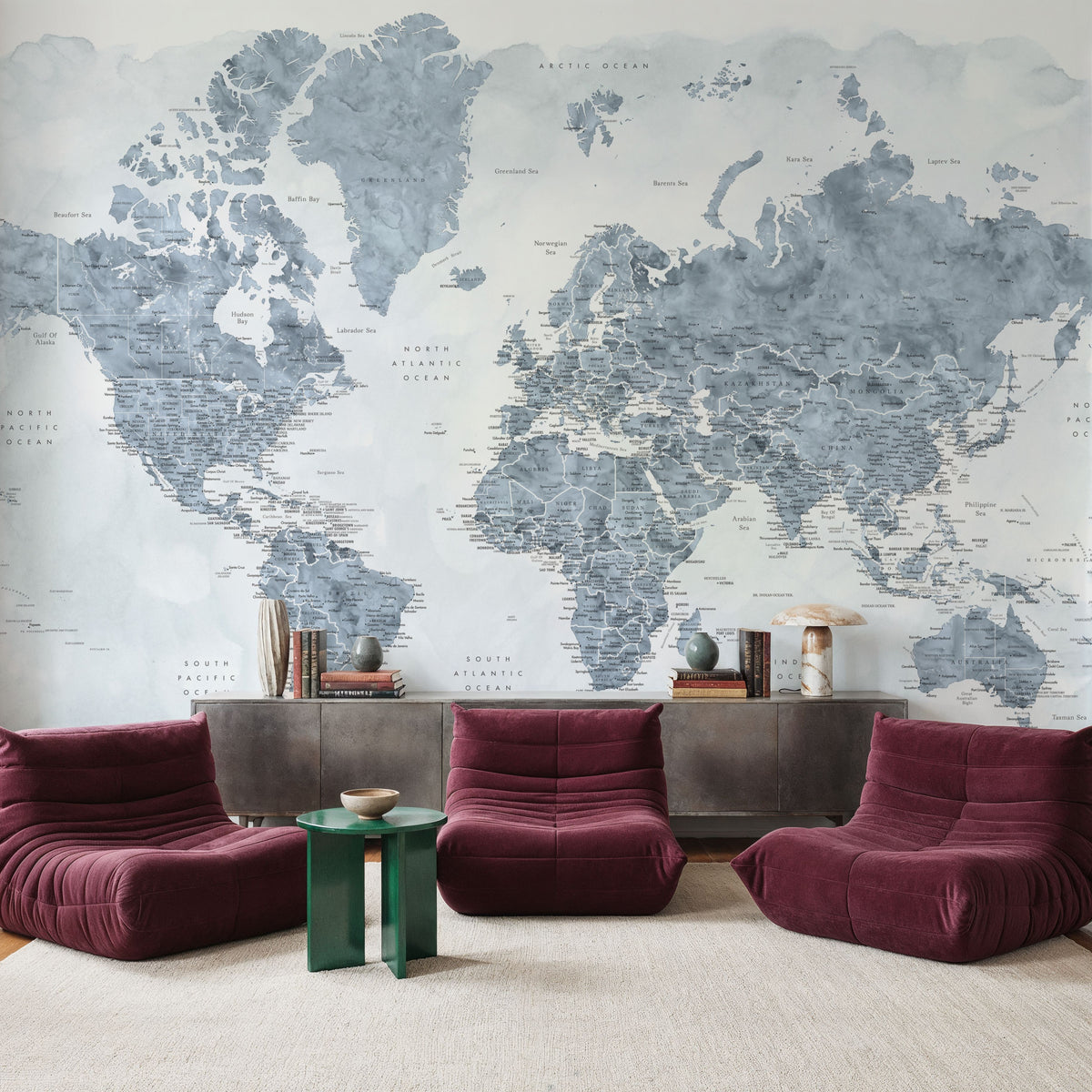 World Map Cities - Jacq Mural Wallpaper - room preview 06