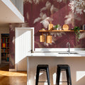 Garden Flowers on Burgundy Mural Wallpaper - room preview 06