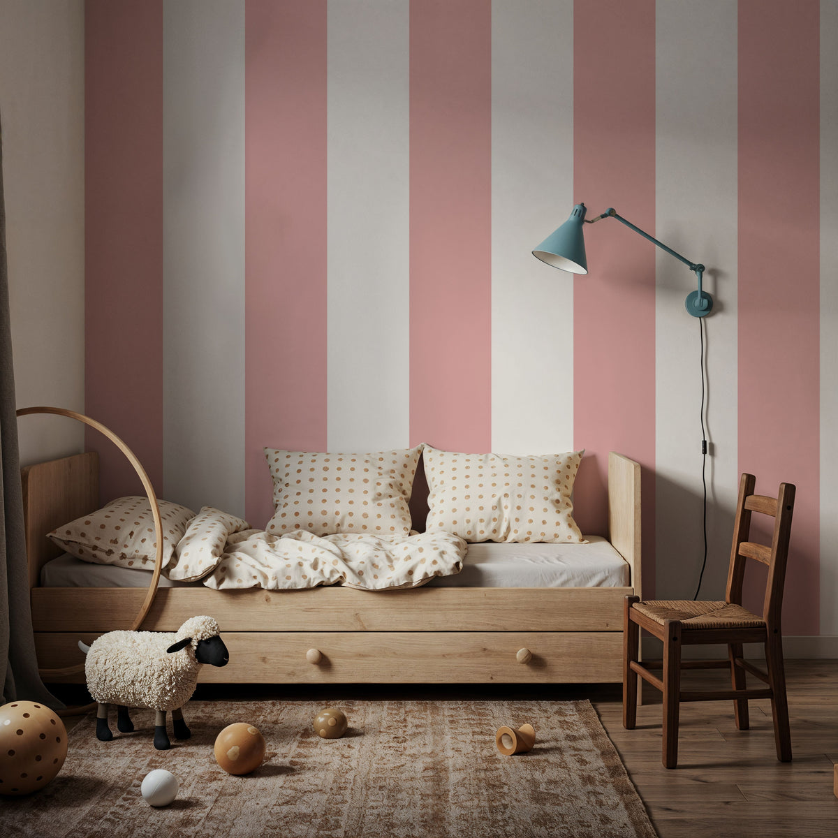Circus Stripes, Pink Mural Wallpaper - room preview 06