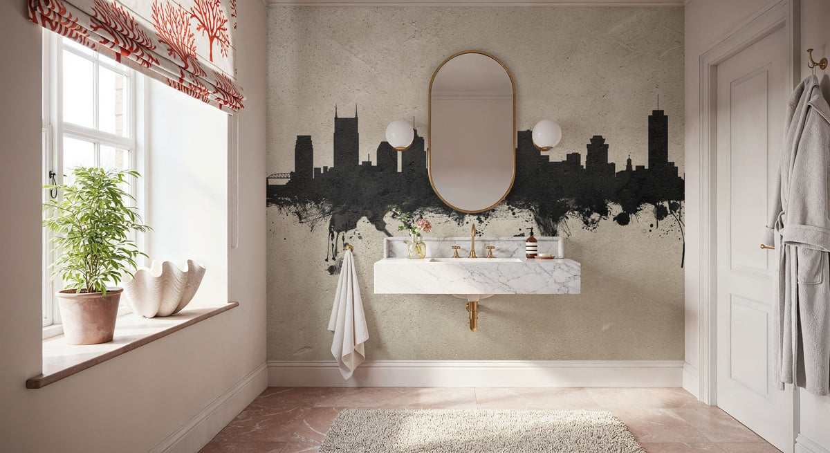 Nashville Tennessee Skyline Concrete Mural Wallpaper - room preview 06
