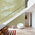 Mediterranean Pine Landscape, Greenish Beige Mural Wallpaper - room preview 06