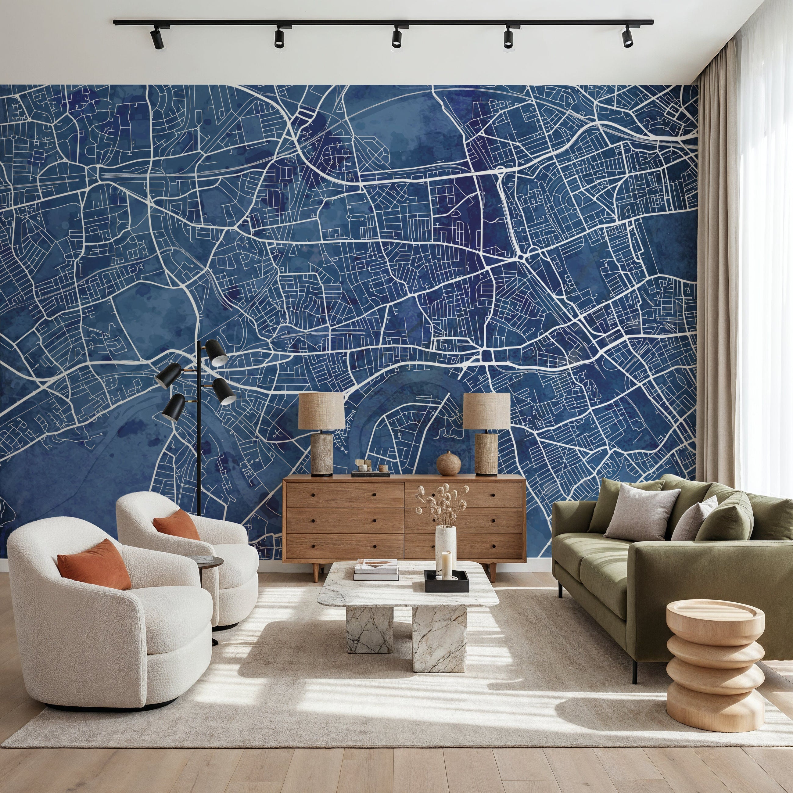 West London Blue Mural Wallpaper
