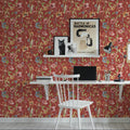 Time to Share Flowers Red Mural Wallpaper - room preview 06