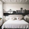 Long Beach California Skyline Black & White Mural Wallpaper - room preview 06