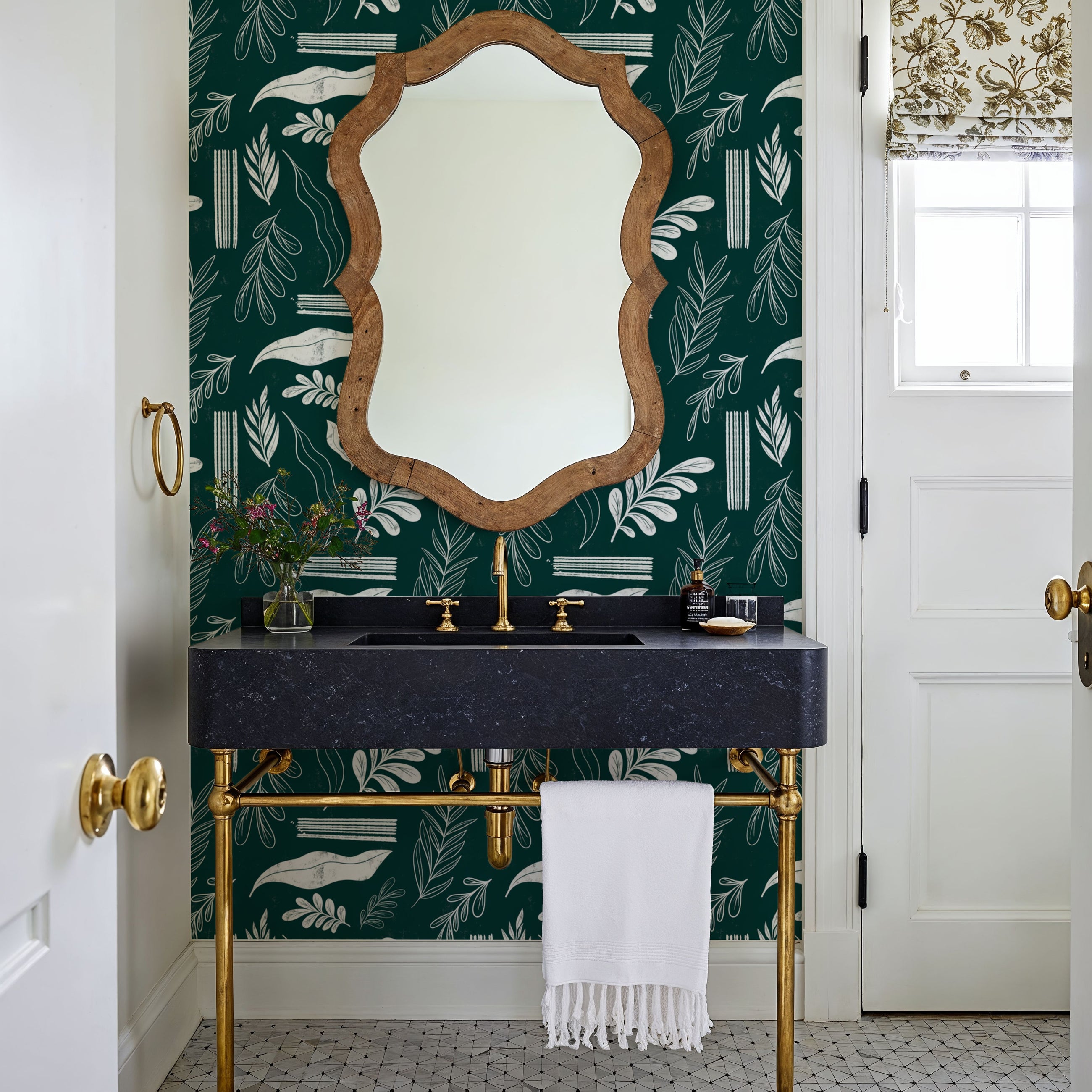 Autumn Leaves Dark Green Mural Wallpaper