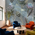 Artichoke Blooms, French Blue Mural Wallpaper - room preview 06
