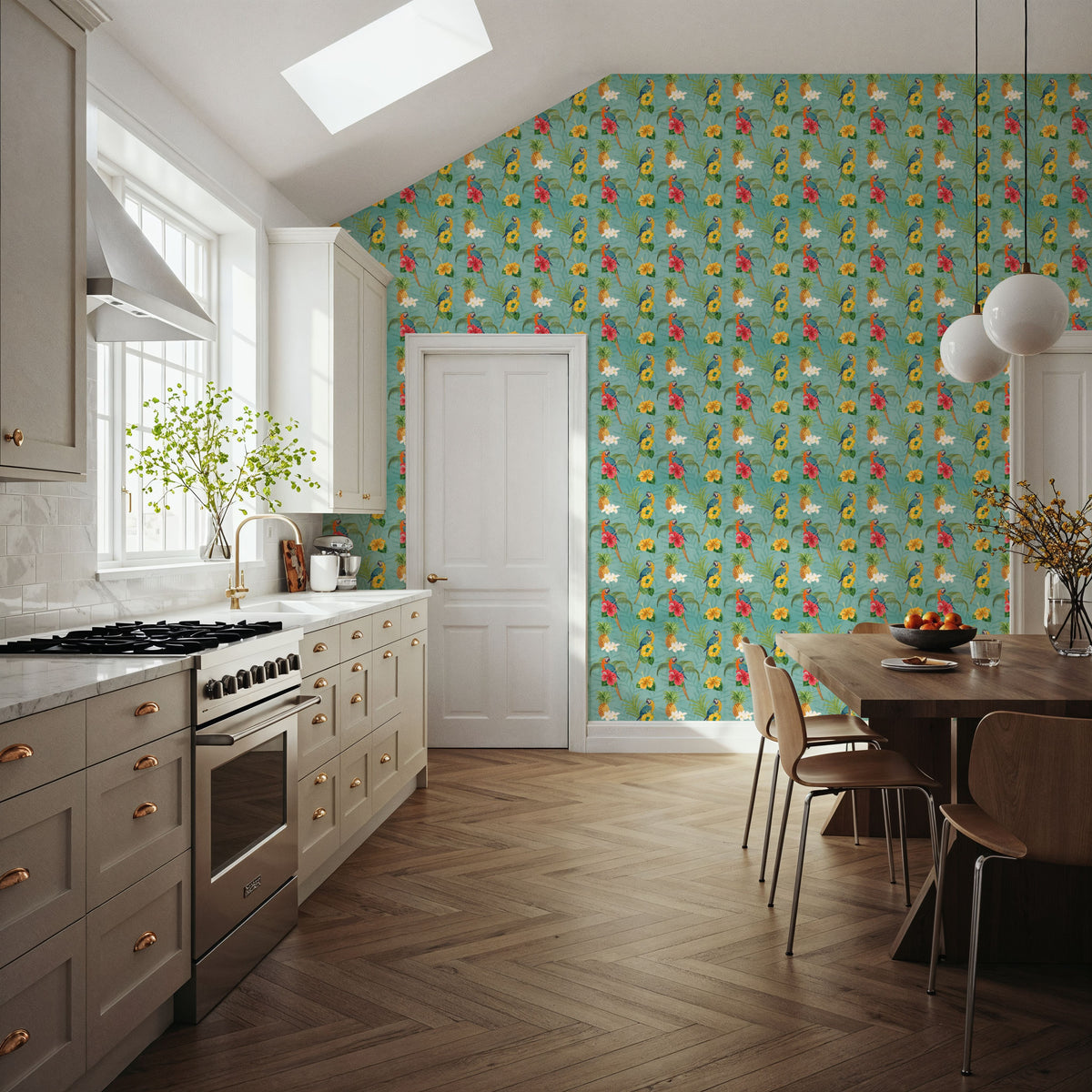 Parrot Paradise Turqouise Mural Wallpaper - room preview 06