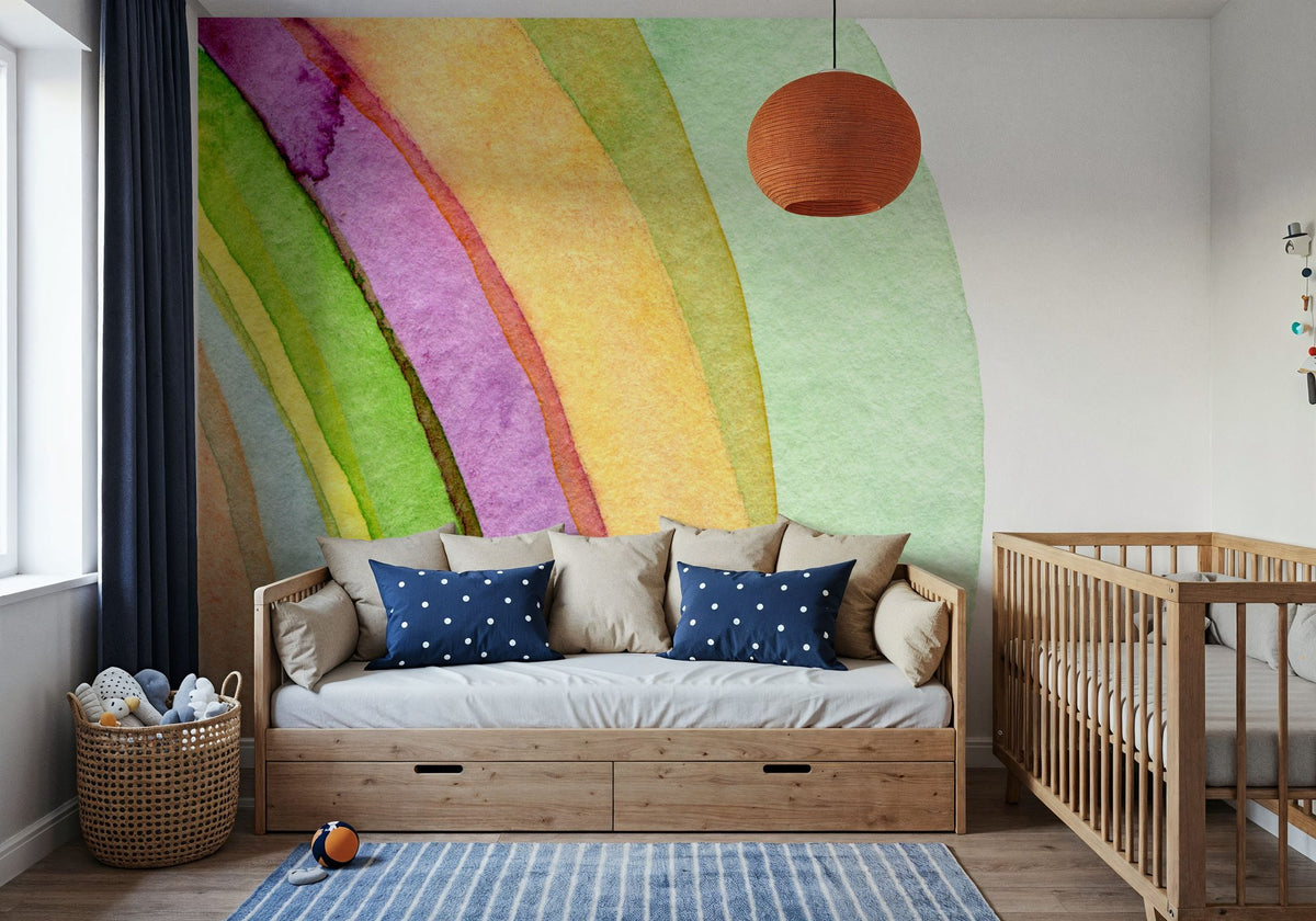 Watercolor Rainbow Mural Wallpaper - room preview 06