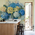 Blue Hydrangea Mural Wallpaper - Neutral Tone - room preview 06