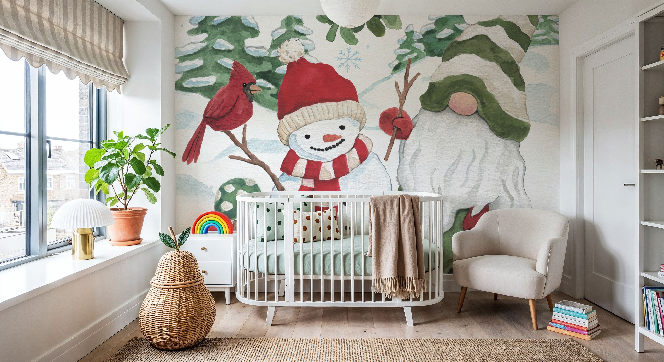 Holiday Cheer Gnomes II Mural Wallpaper