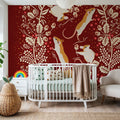 Holiday Mice, Red Mural Wallpaper - room preview 06