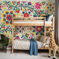 Floral Fiesta White I Mural Wallpaper - room preview 06