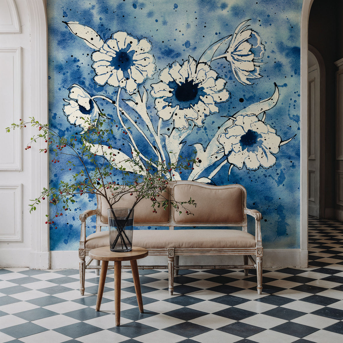 Batik Flowers Mural Wallpaper - room preview 06