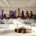 St Petersburg Florida Skyline Purple & Gold Mural Wallpaper - room preview 06