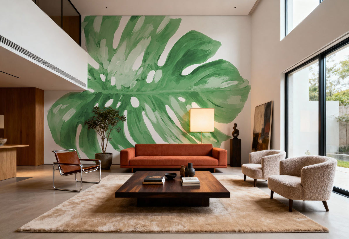 Colorful Tropical Leaf Green I Mural Wallpaper - room preview 06