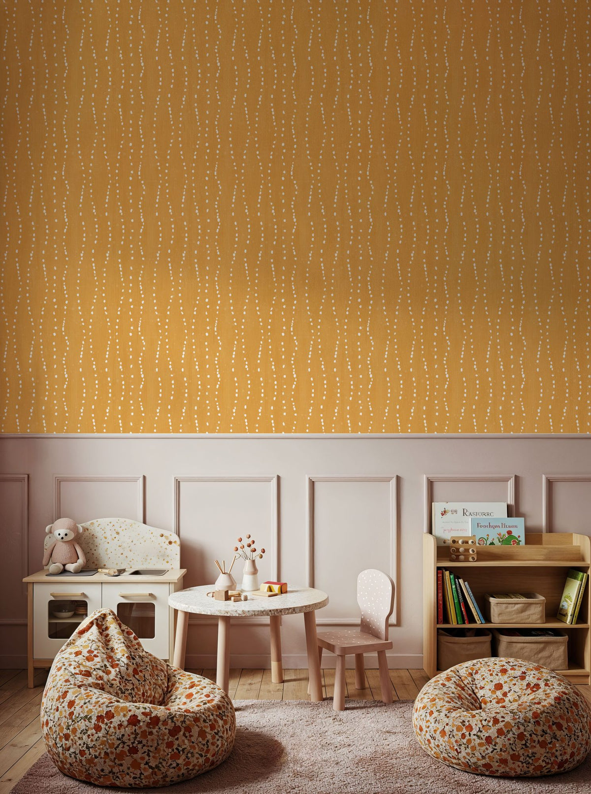 Coastal Dripping Yellow Mural Wallpaper - room preview 06