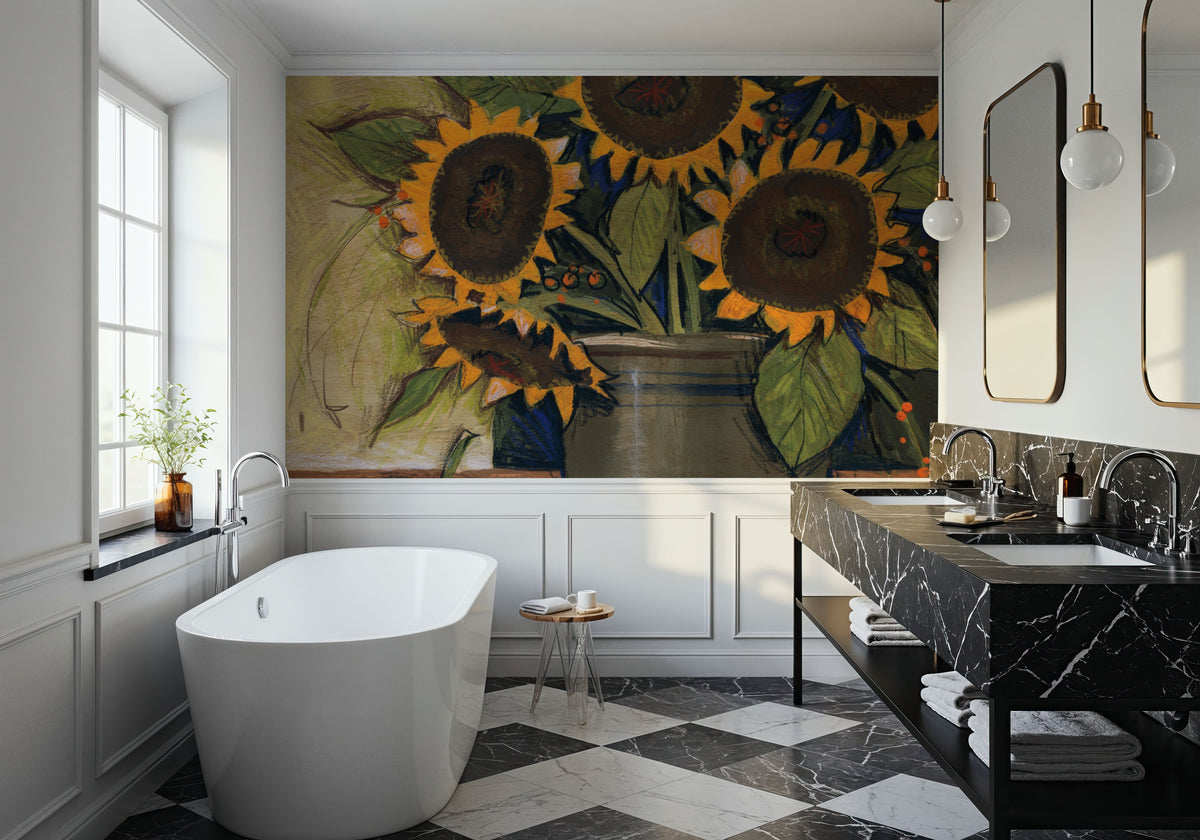Sunflower Crock Mural Wallpaper - room preview 06