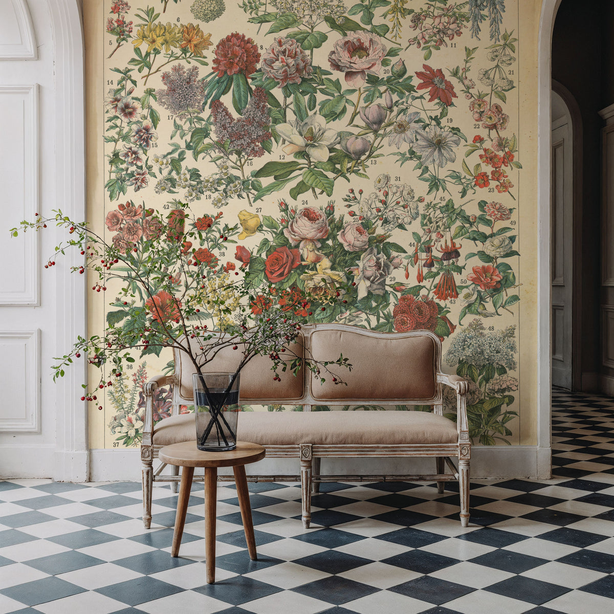 French Flower Chart Mural Wallpaper - room preview 06