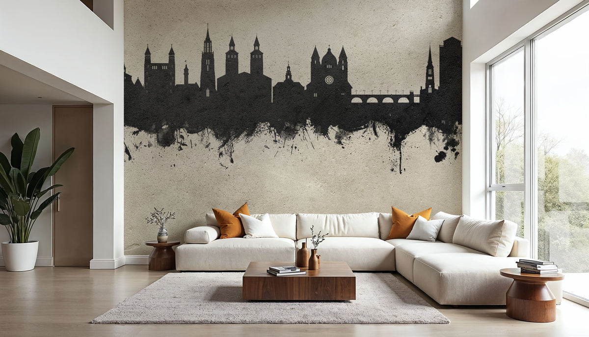 Maastricht the Netherlands Skyline Concrete Mural Wallpaper - room preview 06