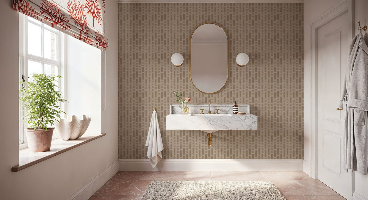Coastal Signals Taupe Mural Wallpaper - room preview 06