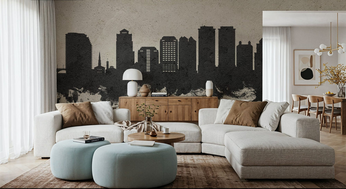 West Palm Beach Florida Skyline Concrete Mural Wallpaper - room preview 06