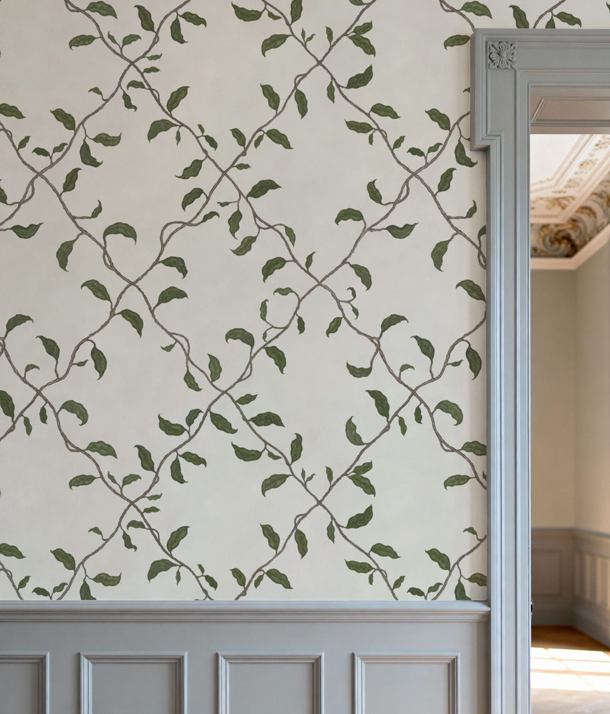 Emerald Trellis, Cloud Mural Wallpaper - room preview 06